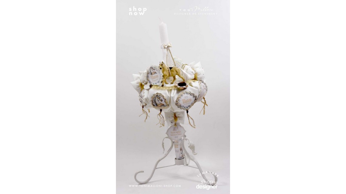 Lumanare de botez cu cai si un super carusel vintage Green Carousel 1